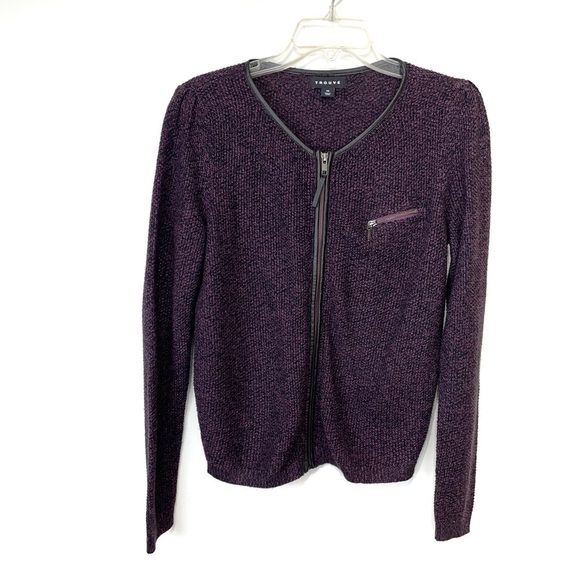 Trouve – Purple and Black Zip Up Knit Jacket – SZ XS Business Career - Picture 3 of 11
